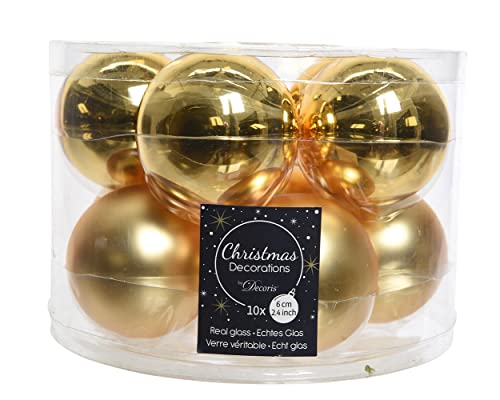 Decoris Weihnachtskugeln Glas 6cm x 10 Stück Christbaumkugeln matt glänzend hellgold Decoris Weihnachtskugeln Glas 6cm x 10 Stück Christbaumkugeln matt glänzend hellgold von Decoris