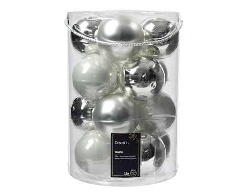 Decoris Weihnachtskugeln Glas 8cm 16er Set - matt & glänzend - Große Christbaumkugeln Weihnachtsbaumkugeln für Weihnachten - Kerstbal Glas d8 cm wit/zlvr Ass 16st kerst Silber/Weiß Mix Decoris Weihnachtskugeln Glas 8cm 16er Set - matt & glänzend - Große Christbaumkugeln Weihnachtsbaumkugeln für Weihnachten - Kerstbal Glas d8 cm wit/zlvr Ass 16st kerst Silber/Weiß Mix von Decoris