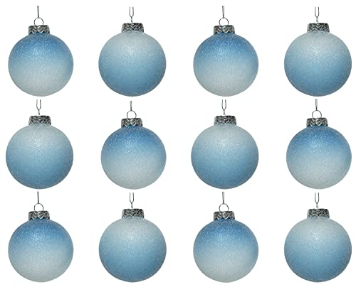 Decoris Weihnachtskugeln Kunststoff 8cm x 12 Stück bruchsicher Farbverlauf Christbaumkugeln blau weiß Decoris Weihnachtskugeln Kunststoff 8cm x 12 Stück bruchsicher Farbverlauf Christbaumkugeln blau weiß von Decoris
