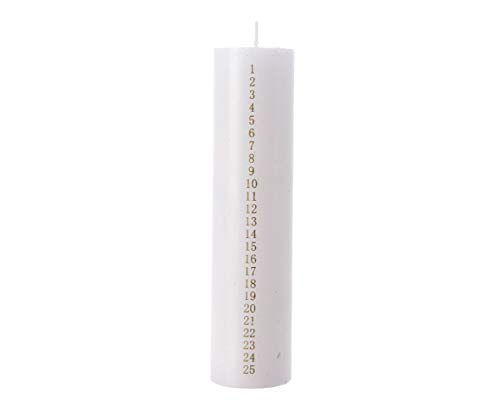 Decoris Weiße Adventskerze mit Zahlen – 5 x 20 cm – moderne weiße Adventskerze von Decoris