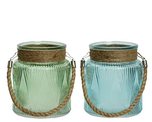 Decoris Windlicht Glas 13x15cm 2er Set mit Henkel Gerillt Teelichthalter Kerzenhalter Teelichtgläser Hängend Decoris Windlicht Glas 13x15cm 2er Set mit Henkel Gerillt Teelichthalter Kerzenhalter Teelichtgläser Hängend von Decoris