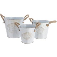 Decoris - Zinkeimer mit Seilgriff 3er Set ø20x17cm ø17x15cm ø15x13cm ø15x13cm. von Decoris