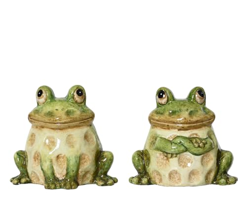 Dekofigur Frosch 7,5cm Keramik 1 Stück Sortiert - Dekofrosch zum Stellen - Keramikfigur Tierfigur Gartendeko Wohndeko - Gartenfigur Deko - Grün von Decoris