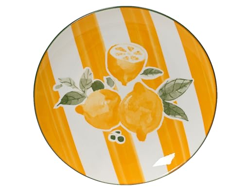 Frühstücksteller 19cm Porzellan mit Zitronen Motiv - Frühstücksgeschirr Teller - Essteller Kuchenteller Dessertteller Speiseteller - Sommer Geschirr Gelb Weiß von Decoris