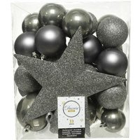 Kaemingk Weihnachtskugeln bruchfest, langlebig, warmgrau 33 Kugeln + Stern Christbaumschmuck Kaemingk Weihnachtskugeln bruchfest, langlebig, warmgrau 33 Kugeln + Stern Christbaumschmuck von Decoris