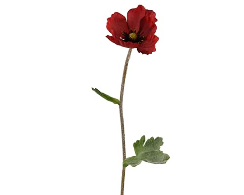 Künstliche Mohnblume mit Stiel 7x44cm - Kunstblumen Mohn - Deko Blumen für Blumendeko Blumenarrangement Tischdeko - Blumenschmuck Stielblume - Rot von Decoris