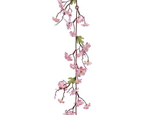 Kunstblumen Girlande 187cm künstliche Kirschblüte Sakura Blumen Blumengirlande Dekoblumen Hängedeko von Decoris