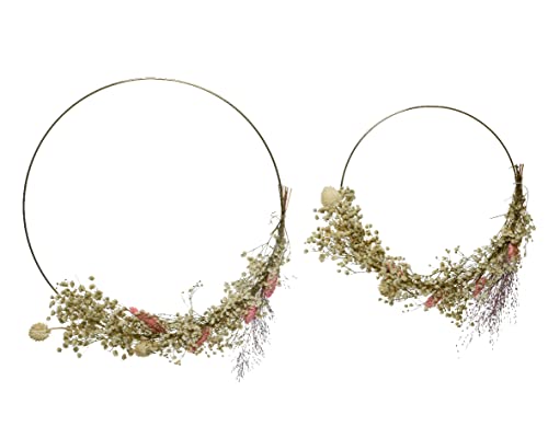 Metallringe 2er Set 24cm & 34cm Trockenblumen Kranz Frühlingsdeko Hängedeko Türkranz Gold weiß rosa Metallringe 2er Set 24cm & 34cm Trockenblumen Kranz Frühlingsdeko Hängedeko Türkranz Gold weiß rosa von Decoris