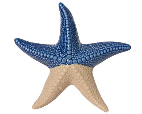 Seestern Deko Maritim 16x2cm Porzellan - Dekofigur Dekoseestern - Dekoidee Geschenkidee - Tischdeko Meeresdeko Stranddeko - Blau Beige von Decoris