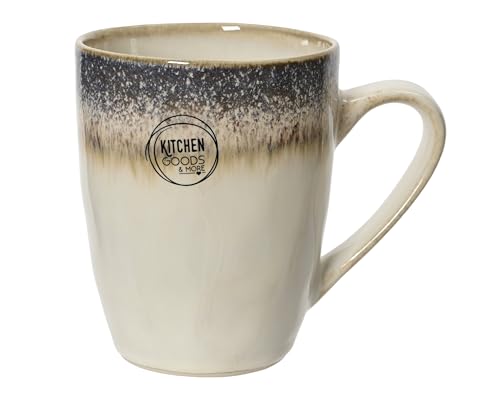 Tasse Steingut 11cm Beige Blau - Teetasse mit Henkel - Steinzeug Keramiktasse als Teebecher Kaffeetasse Kaffeebecher Keramik Geschirr - Vintage Tassen & Becher als Geschenk von Decoris