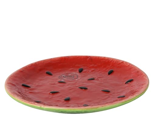 Teller 16cm Keramik im Wassermelone Design - Servierteller Dessertteller Kuchenteller Frühstücksteller Obstteller - Dekoteller Frühling & Sommer - Früchte Geschirr Rot Grün von Decoris