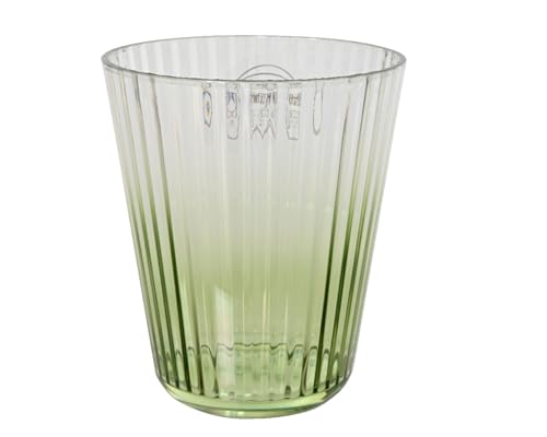 Trinkglas 10cm Kunststoff - Trinkbecher mit Rillen - Becher & Gläser - Trinkgeschirr Wasserglas Saftglas Limonadenglas Cocktailglas - Geschirr für Frühling & Sommer - Transparent Grün von Decoris