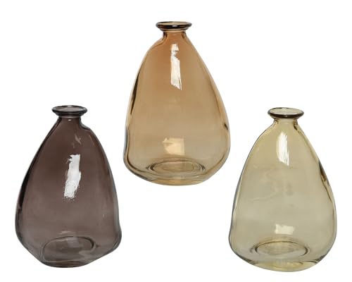 Vase 12cm Glas 1 Stück Sortiert - Blumenvase Glasvase - Tischvase für Blumen - Dekovasen - Tischvasen Gastronomie - Tischdeko Hochzeitsdeko Vasen - Braun Transparent von Decoris