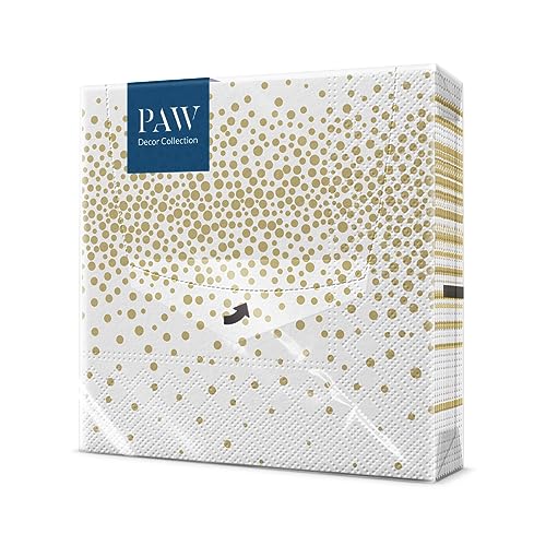 PAW - Servietten 3-lagig (33 x 33 cm) I 20 Stück I Perfekt für Geburtstage, Partys, Hochzeiten, Kommunion und Feiern I Papierservietten Bunt - Klassisch, Eleganz, Punkte, Gold I Confetti von PAW