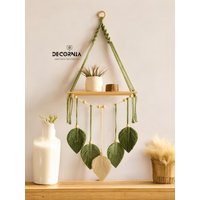 Boho Macrame Floating Shelf - Leaf Wall Hanging For Bedroom & Living Room Handmade Bohemian Decor, Aesthetic Display von Decornia