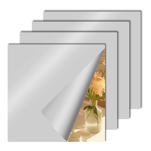 Decoroom 10 Stück Spiegelfliesen Selbstklebend Spiegel zum Kleben 20×20cm 2mm Spiegelfolie Acryl Quadrat Klebespiegel Badezimmer Wohnzimmer Schlafzimmer Schrank von Decoroom