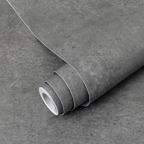 Decoroom Klebefolie Selbstklebende Matt Dunkelgrau 60X600cm Möbelfolie Betonoptik Effekt Wasserdicht Folie für Möbel Küche Schrank Wand Dekorfolie Vinyl Tapete von Decoroom