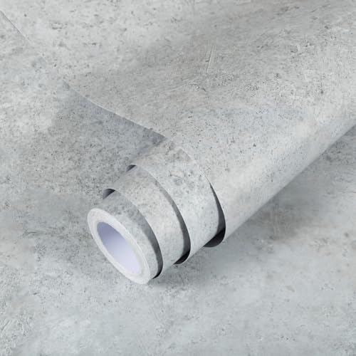 Decoroom Klebefolie Selbstklebende Matt Hellgrau 40X500cm Möbelfolie Betonoptik Effekt Wasserdicht Folie für Möbel Küche Schrank Wand Dekorfolie Vinyl Tapete von Decoroom