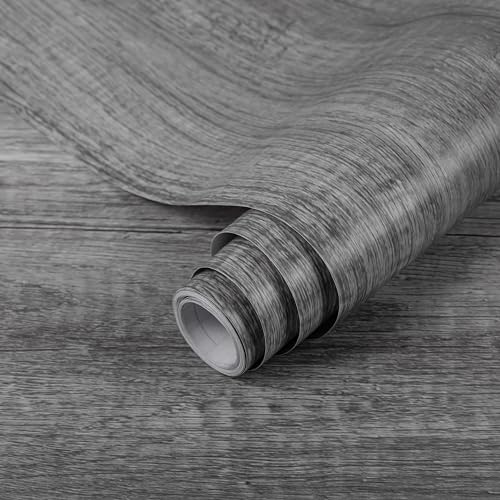 Decoroom Möbelfolie Selbstklebende Holzoptik 30x200cm Klebefolie Möbel Grau Matt Wasserdicht Dekoration Folie für Möbel Küche Schränke, Tische, Fensterbank,Wand von Decoroom