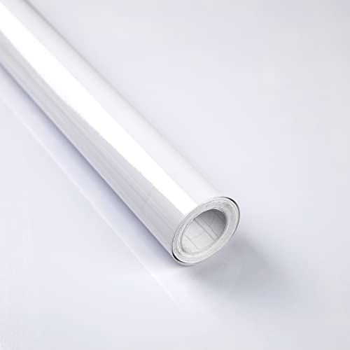 Decoroom Klebefolie Selbstklebend Weiße Hochglanzfolie 60 X500cm Hochwertigem PVC Dekorfolie Küchefolie Möbelfolie Wasserfest Weiss Glanz Vinyl Film Folie Wandaufkleber von Decoroom