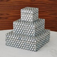 Handgefertigte Perlmutt Inlay Box Bienenwabengemusterte Dekorative Aufbewahrung Handgefertigte Perlmutt Inlay Box Bienenwabengemusterte Dekorative Aufbewahrung von Decorsio