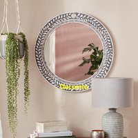 Handgefertigter Runder Spiegelrahmen Mit Perlmutteinlage - 60 cm von Decorsio