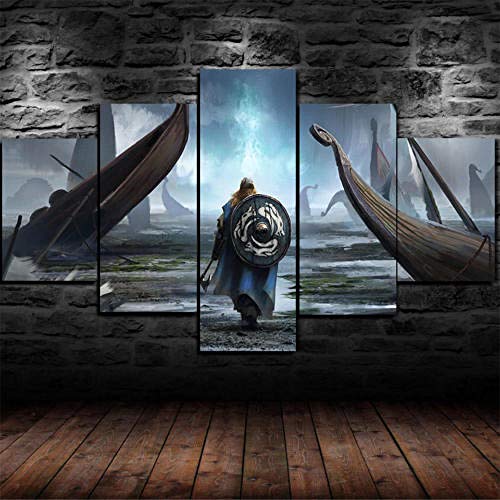Decorsy Wandkunst Leinwanddrucke Bilder Tapete Kampf der Wikinger-Krieger Home Decoration Posters mit Rahmen von Decorsy