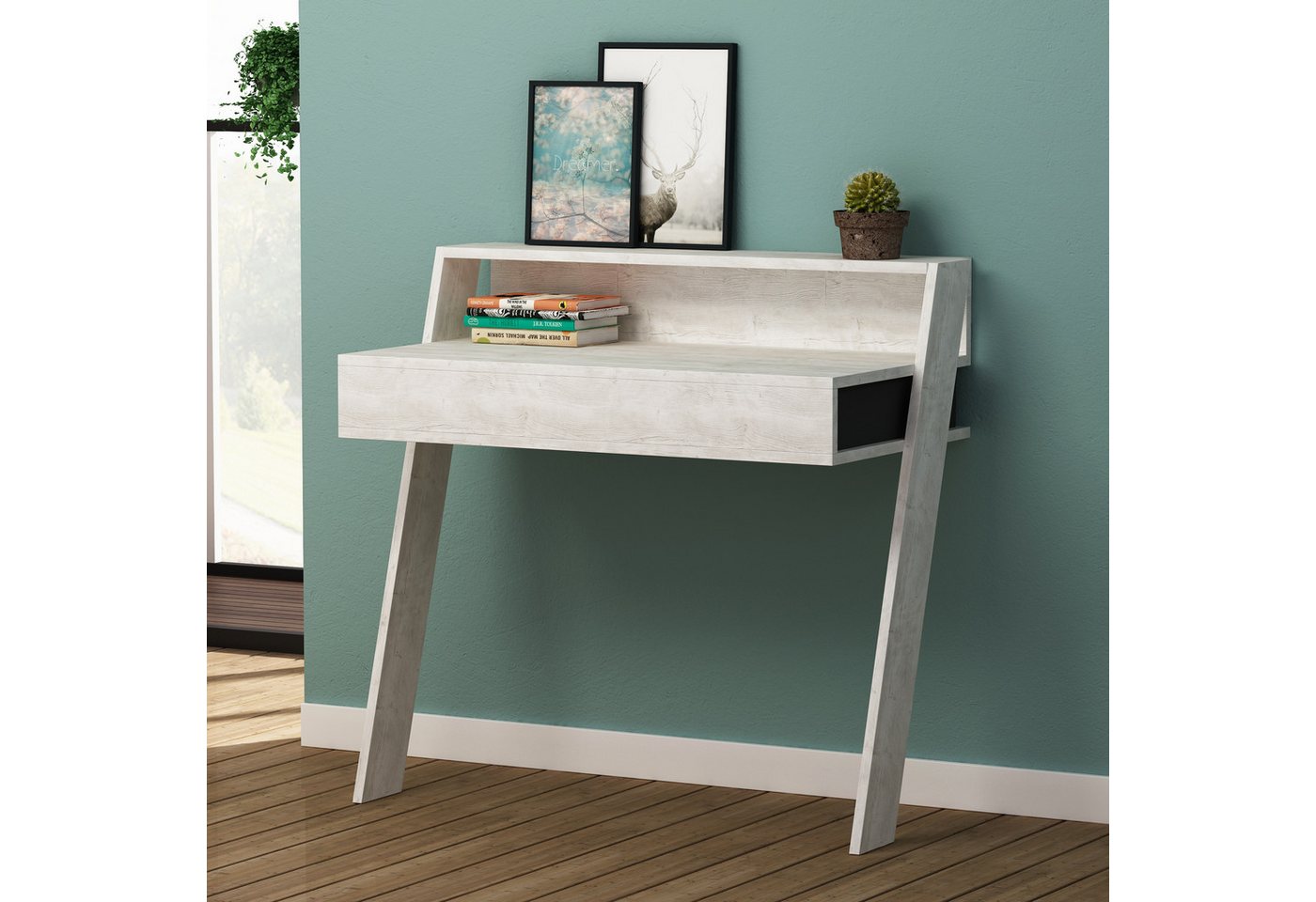 Decortie Arbeitstisch Cowork (1 tisch), Modern Schreibtisc,hWandmontiert Mit Schublade,50 x 94 x 91 cm von Decortie
