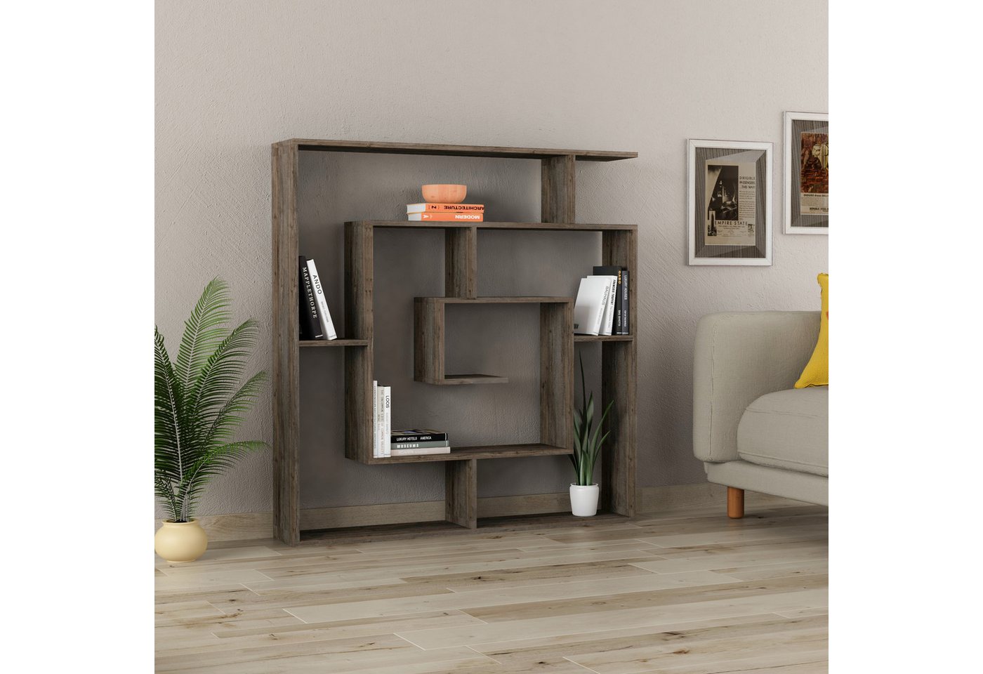 Decortie Bücherregal Labirent, Modernes Bücherregal, Raumtrenner, 125 x 22 x 129 cm von Decortie