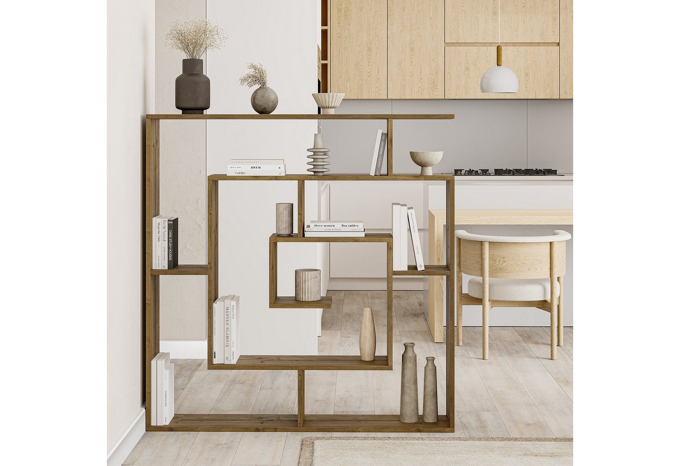 Decortie Bücherregal Labirent, Modernes Bücherregal, Raumtrenner, 125 x 22 x 129 cm von Decortie