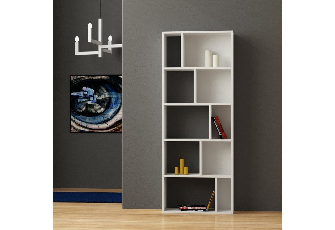 Decortie Bücherregal Onda, Modernes Bücherregal/ Vitrine, 65 x 25 x 166 cm von Decortie