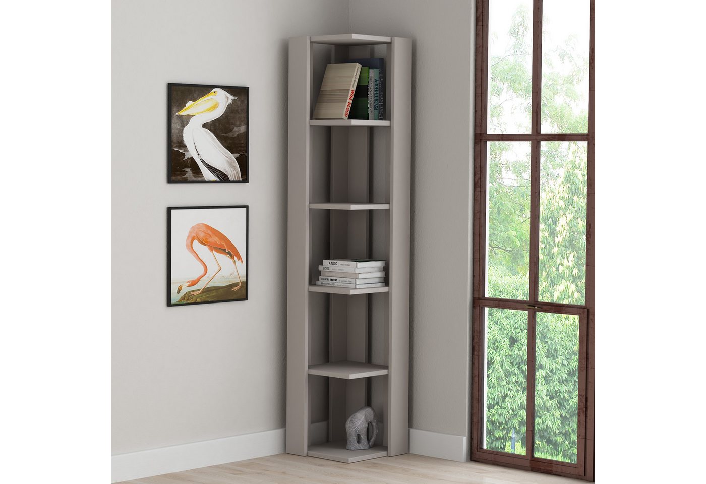 Decortie Eckregal Nati, Eck-Bücherregal, 34 x 34 x 161 cm Decortie Eckregal Nati, Eck-Bücherregal, 34 x 34 x 161 cm von Decortie