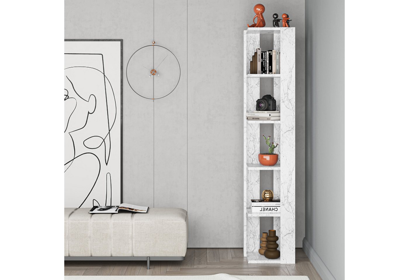 Decortie Eckregal Nati, Eck-Bücherregal, 34 x 34 x 161 cm Decortie Eckregal Nati, Eck-Bücherregal, 34 x 34 x 161 cm von Decortie