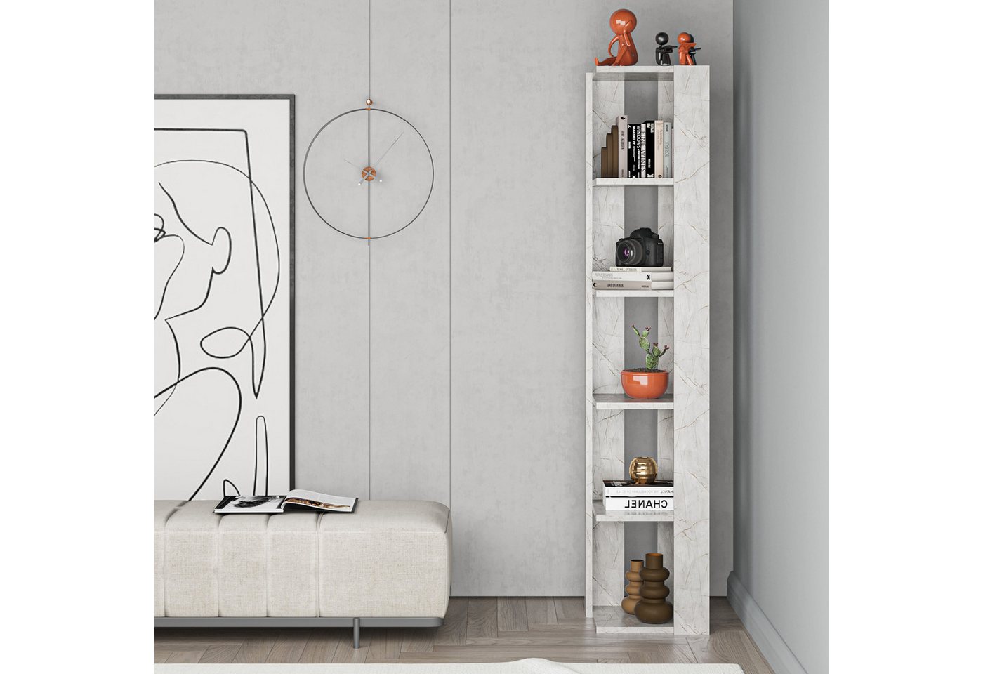 Decortie Eckregal Nati, Eck-Bücherregal, 34 x 34 x 161 cm Decortie Eckregal Nati, Eck-Bücherregal, 34 x 34 x 161 cm von Decortie