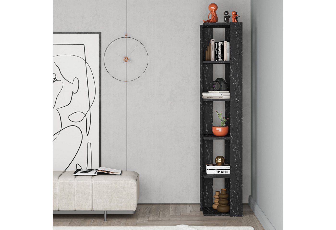 Decortie Eckregal Nati, Eck-Bücherregal, 34 x 34 x 161 cm Decortie Eckregal Nati, Eck-Bücherregal, 34 x 34 x 161 cm von Decortie