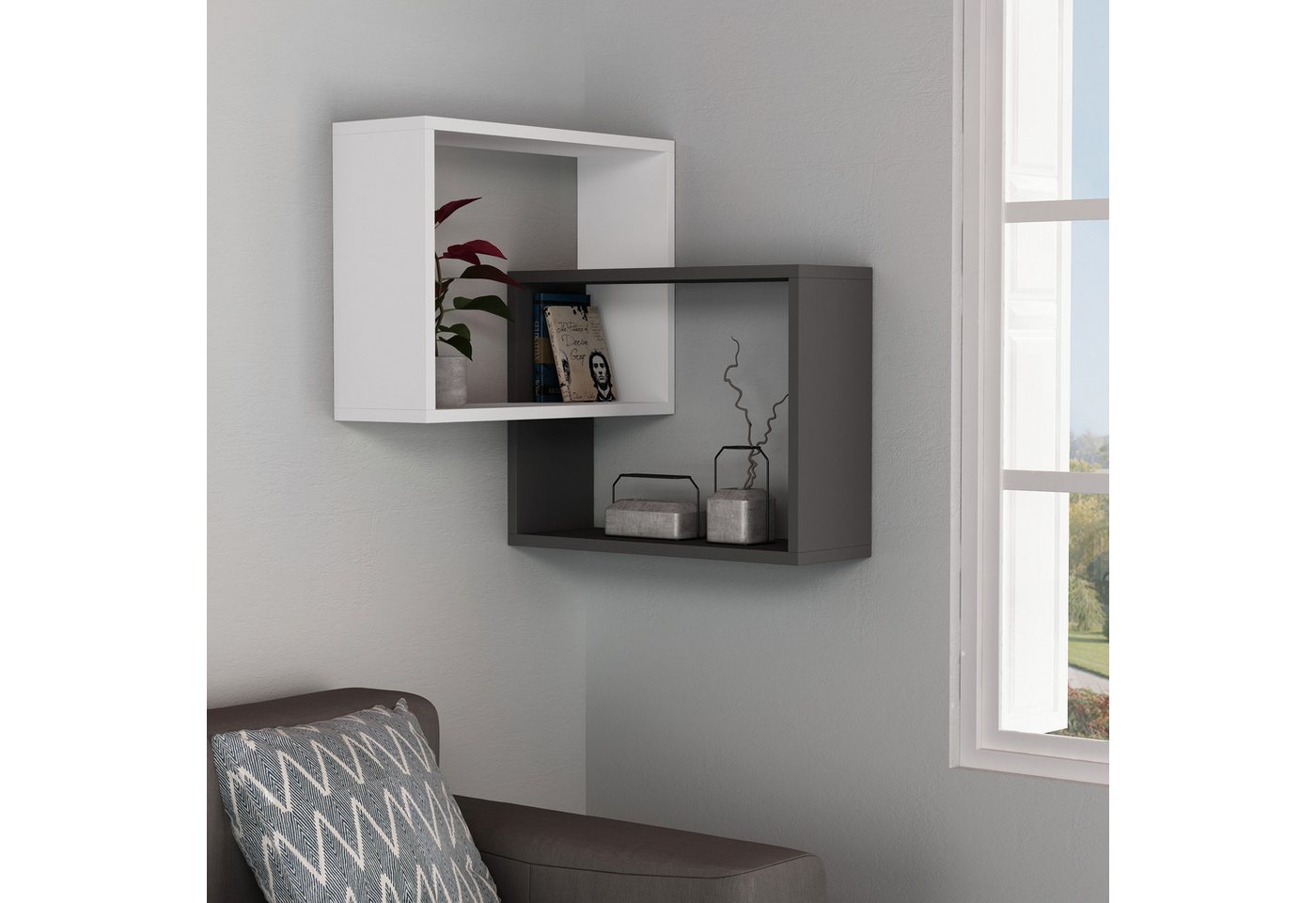 Decortie Eckregal Ring, Eck- Wandregal, Modernes Bücherregal, 60 x 20 x 68 cm Decortie Eckregal Ring, Eck- Wandregal, Modernes Bücherregal, 60 x 20 x 68 cm von Decortie