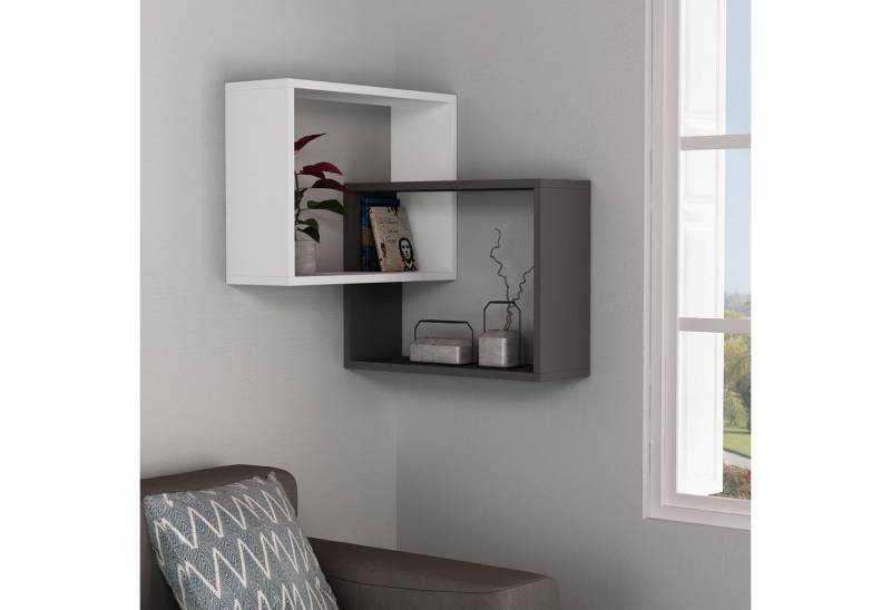 Decortie Eckregal Ring, Eck- Wandregal, Modernes Bücherregal, 60 x 20 x 68 cm von Decortie
