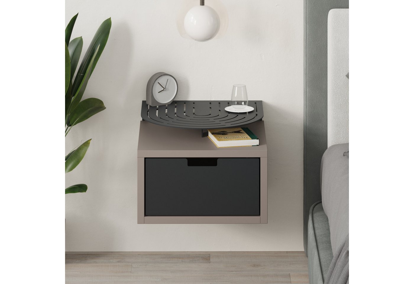 Decortie Nachttisch Oslo, Moderner Nachttisch, 33,3 x 23,9 x 33 cm von Decortie