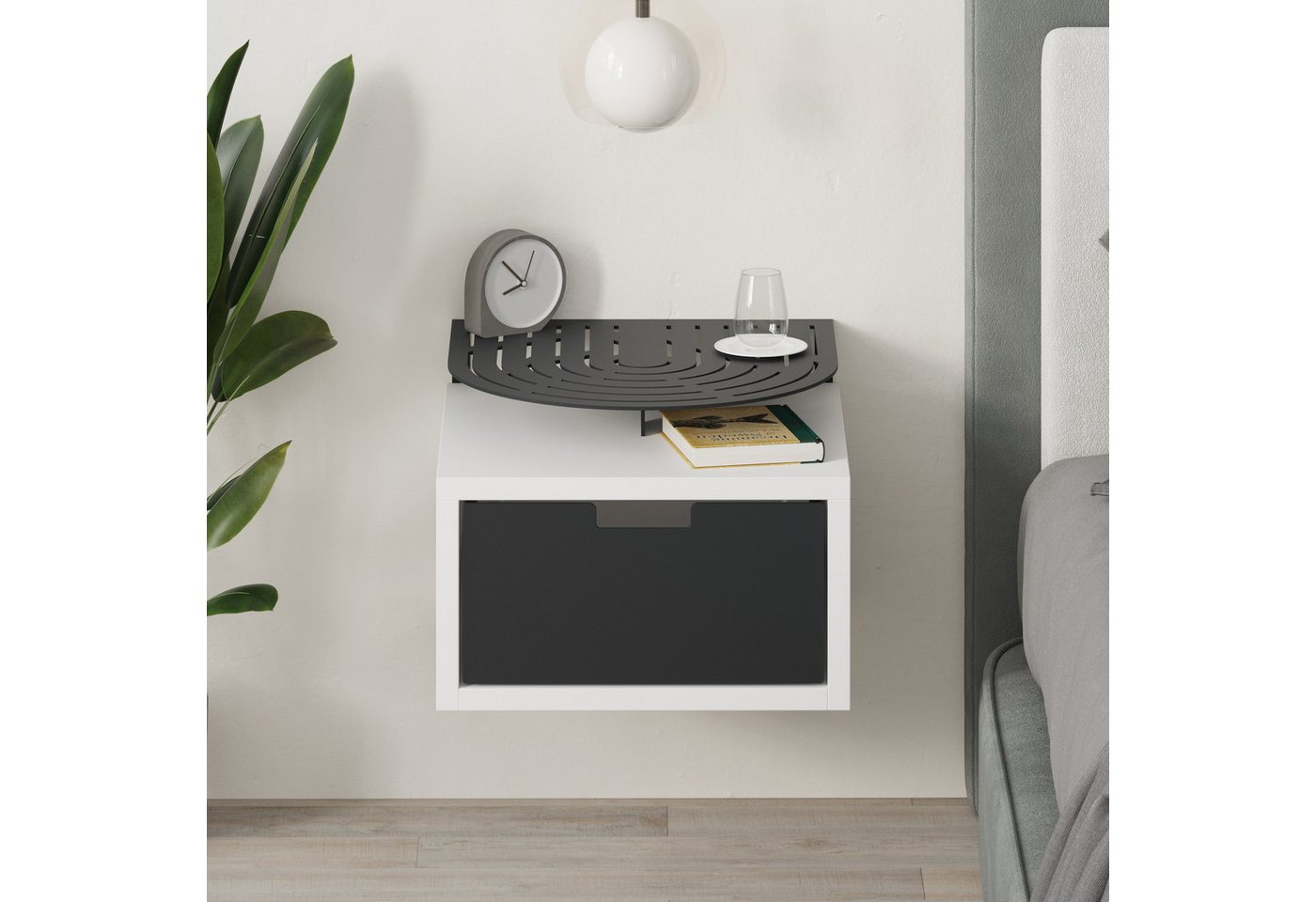 Decortie Nachttisch Oslo, Moderner Nachttisch, 33,3 x 23,9 x 33 cm von Decortie