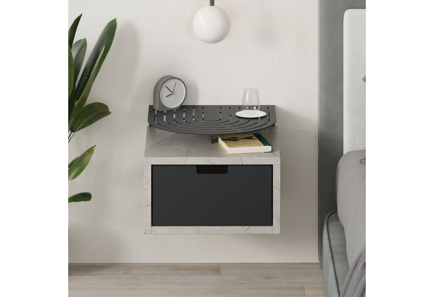 Decortie Nachttisch Oslo, Moderner Nachttisch, 33,3 x 23,9 x 33 cm von Decortie