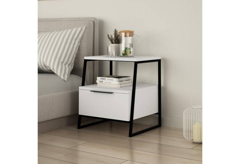 Decortie Nachttisch Pal mit Schubladen Kommode 45 x 40 x 50 cm (1 Kommode), Moderner Nachttisch,Kommode 45 x 40 x 50 cm von Decortie