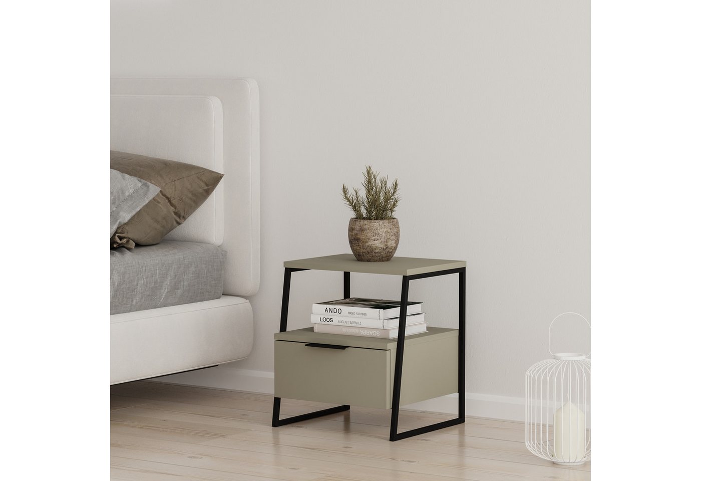 Decortie Nachttisch Pal mit Schubladen Kommode 45 x 40 x 50 cm (1 Kommode), Moderner Nachttisch,Kommode 45 x 40 x 50 cm von Decortie