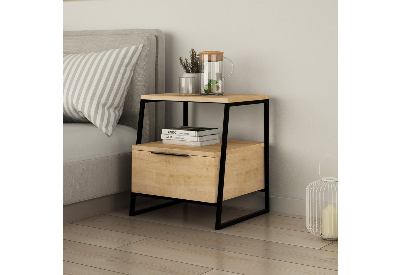 Decortie Nachttisch Pal mit Schubladen Kommode 45 x 40 x 50 cm (1 Kommode), Moderner Nachttisch,Kommode 45 x 40 x 50 cm von Decortie