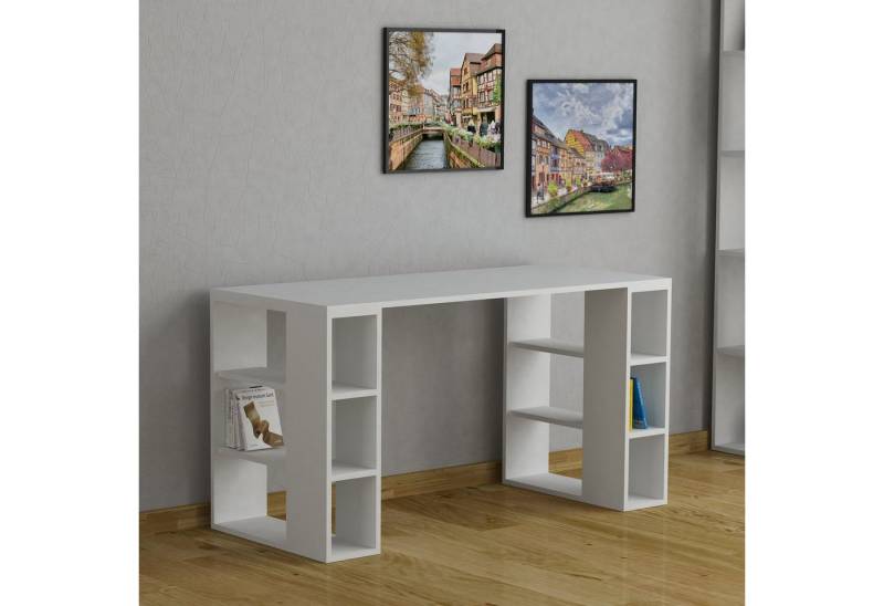 Decortie Schreibtisch Colmar (1 Tisch), Moderner Schreibtisch Mit Bücherregal, 140 x 60 x 75 cm von Decortie