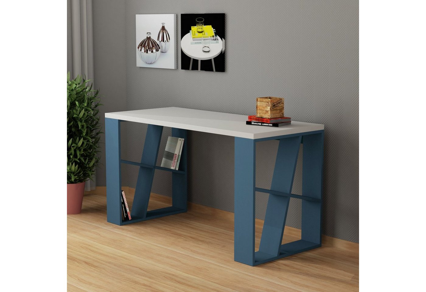 Decortie Schreibtisch Honey (1 Tisch), Moderner Schreibtischt mit Bücherregal, 137 x 60 x 75 cm von Decortie