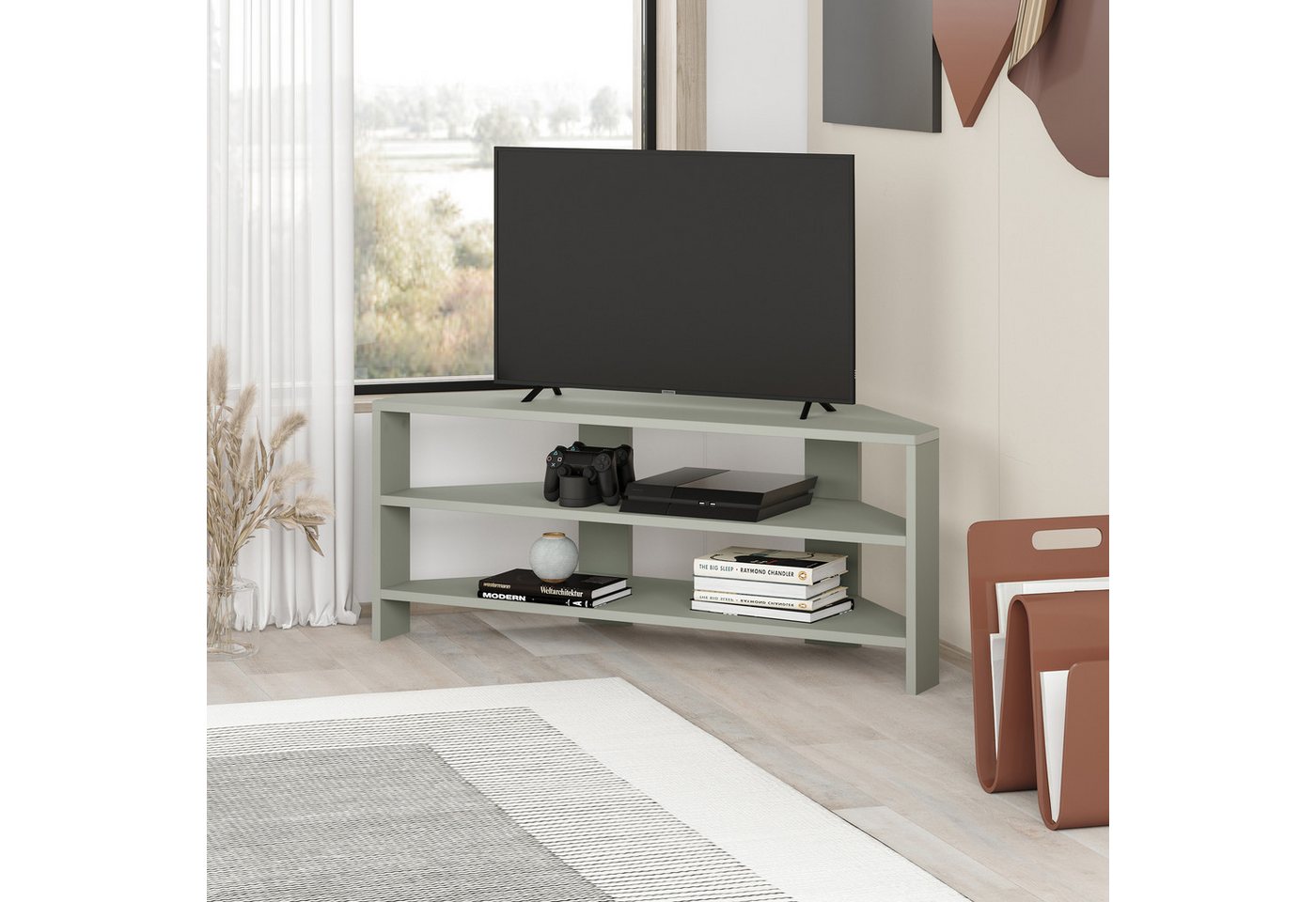 Decortie TV-Schrank Thales (1 set) Modernes Eck-Fernsehgerät Multimedia-Center, 110 x 36 x 45 cm von Decortie