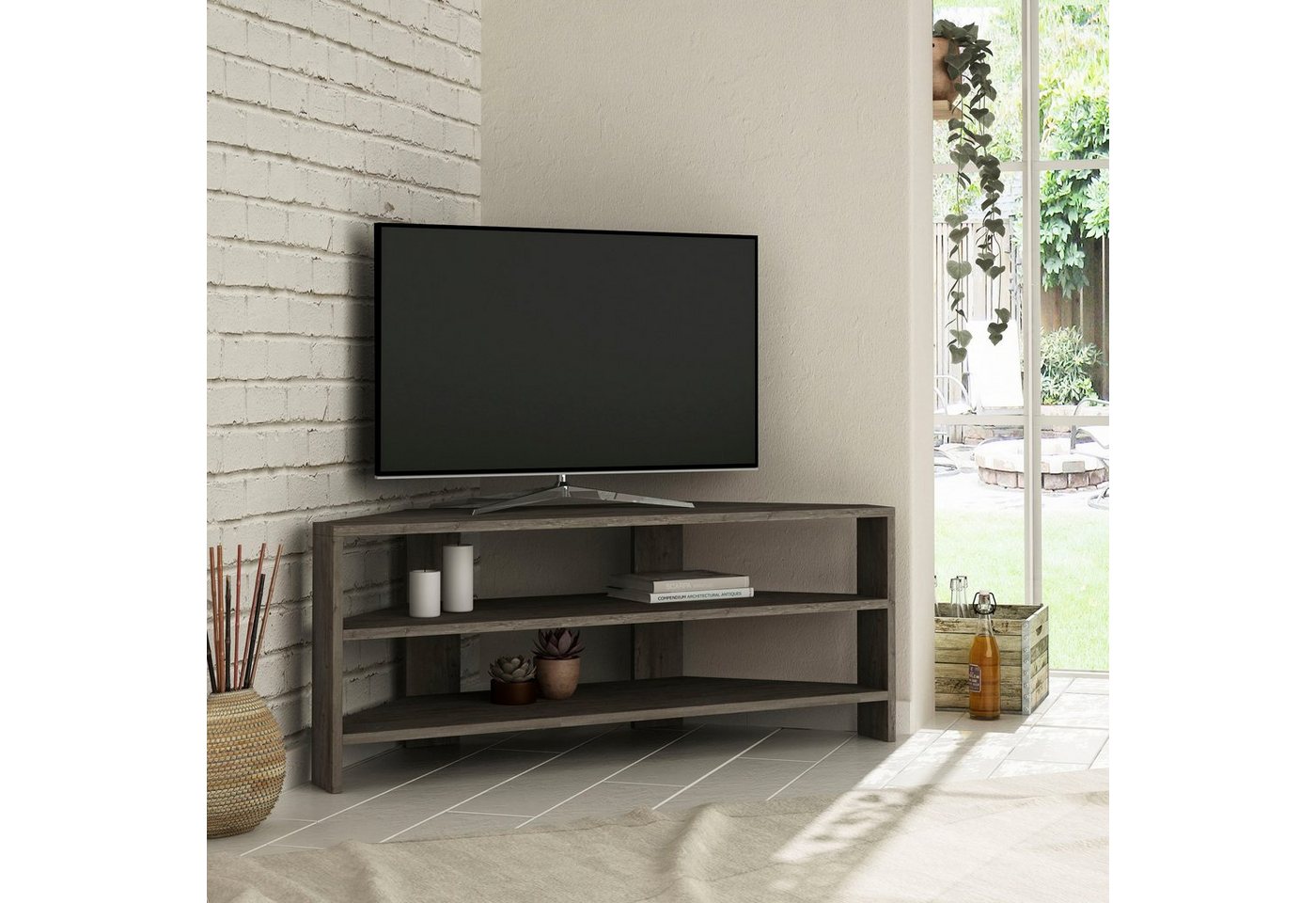 Decortie TV-Schrank Thales (1 set) Modernes Eck-Fernsehgerät Multimedia-Center, 110 x 36 x 45 cm von Decortie