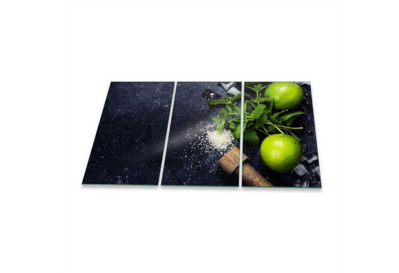 Decorwelt Herd-Abdeckplatte Herdabdeckplatte Abdeckung Ceranfeld Abdeckplatte Zitrone Grün Schneid, (3 Teilig, 3 tlg), für alle Herdarten excl. Gasherde von Decorwelt
