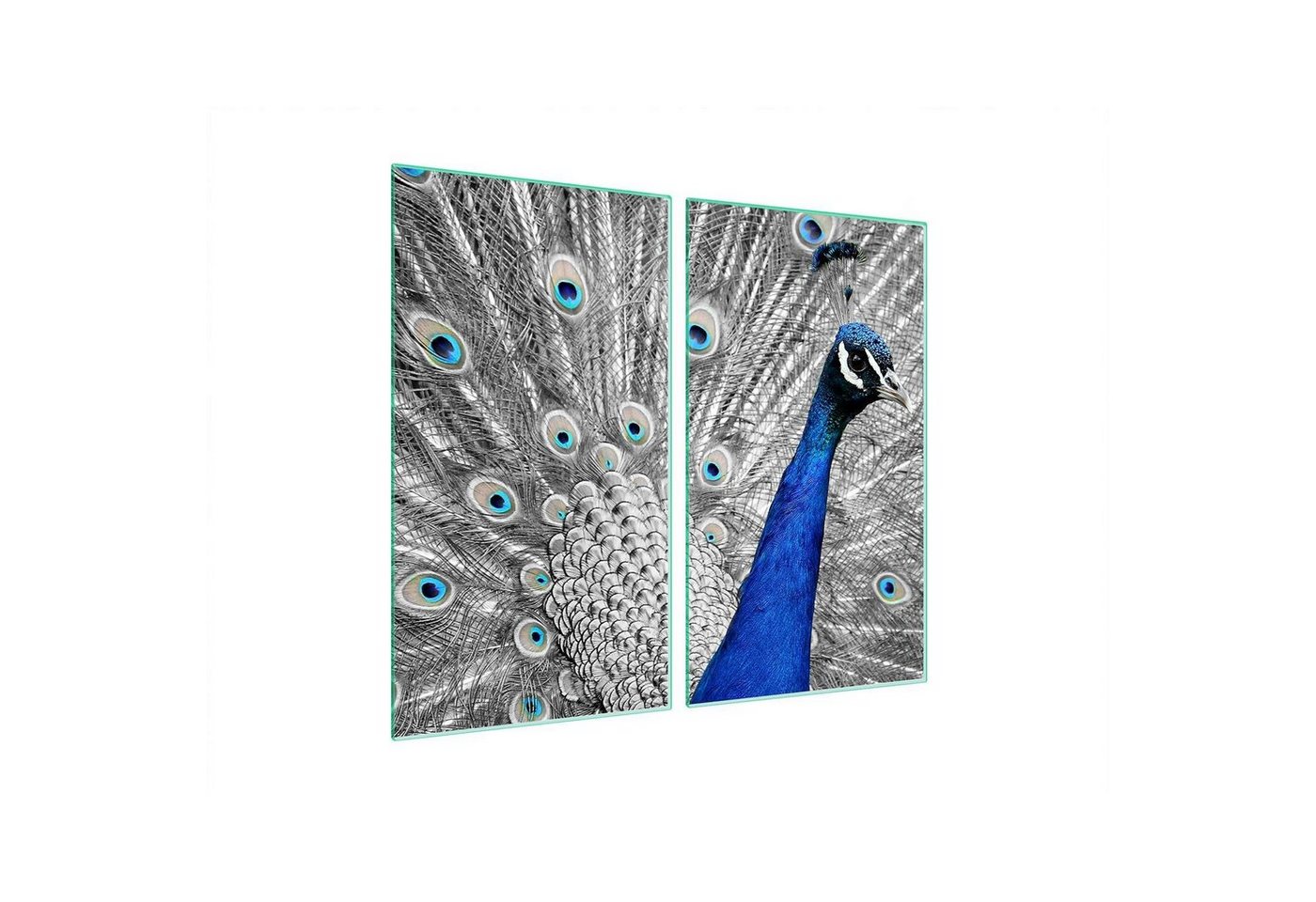 Decorwelt Herd-Abdeckplatte Herdabdeckplatte Ceranfeld Abdeckung Abdeckplatte Schneidebrett Pfau, (2x30x52, 2 tlg), für alle Herdarten excl. Gasherde von Decorwelt
