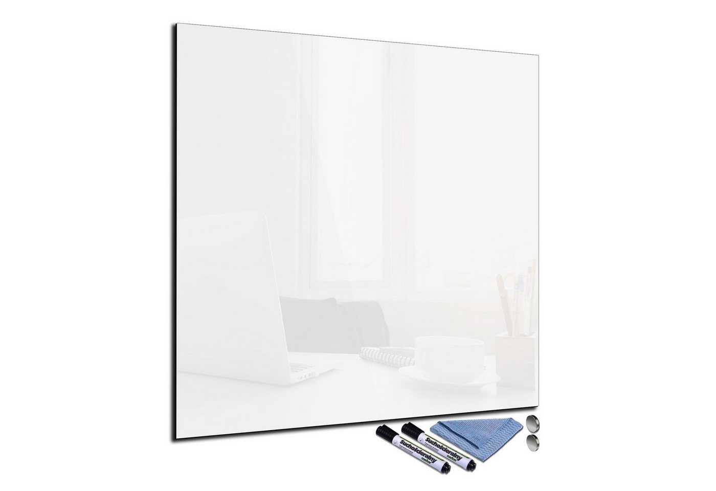 Decorwelt Magnettafel Glas-Magnettafel 80x80 cm Quadratisch Wand mit Zubehör Whiteboard, Magnetwand, Whiteboard Magnetisch Weiß von Decorwelt